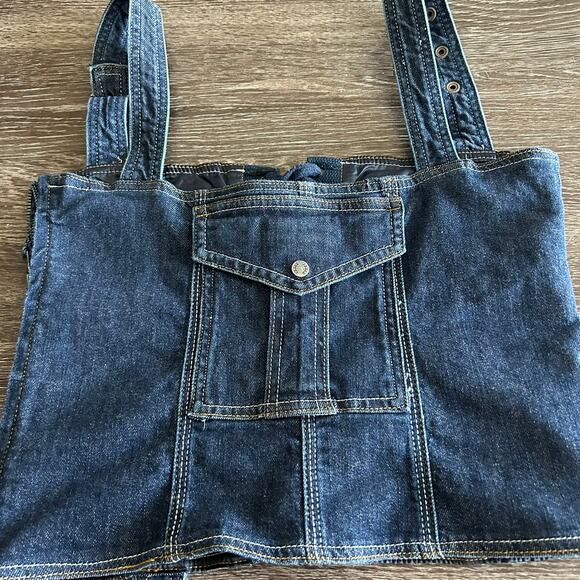 NWOT Jaded London Denim Corset Top Lace-Up Utility Pocket Y2K Jean Bustier US 6 - Picture 13 of 16